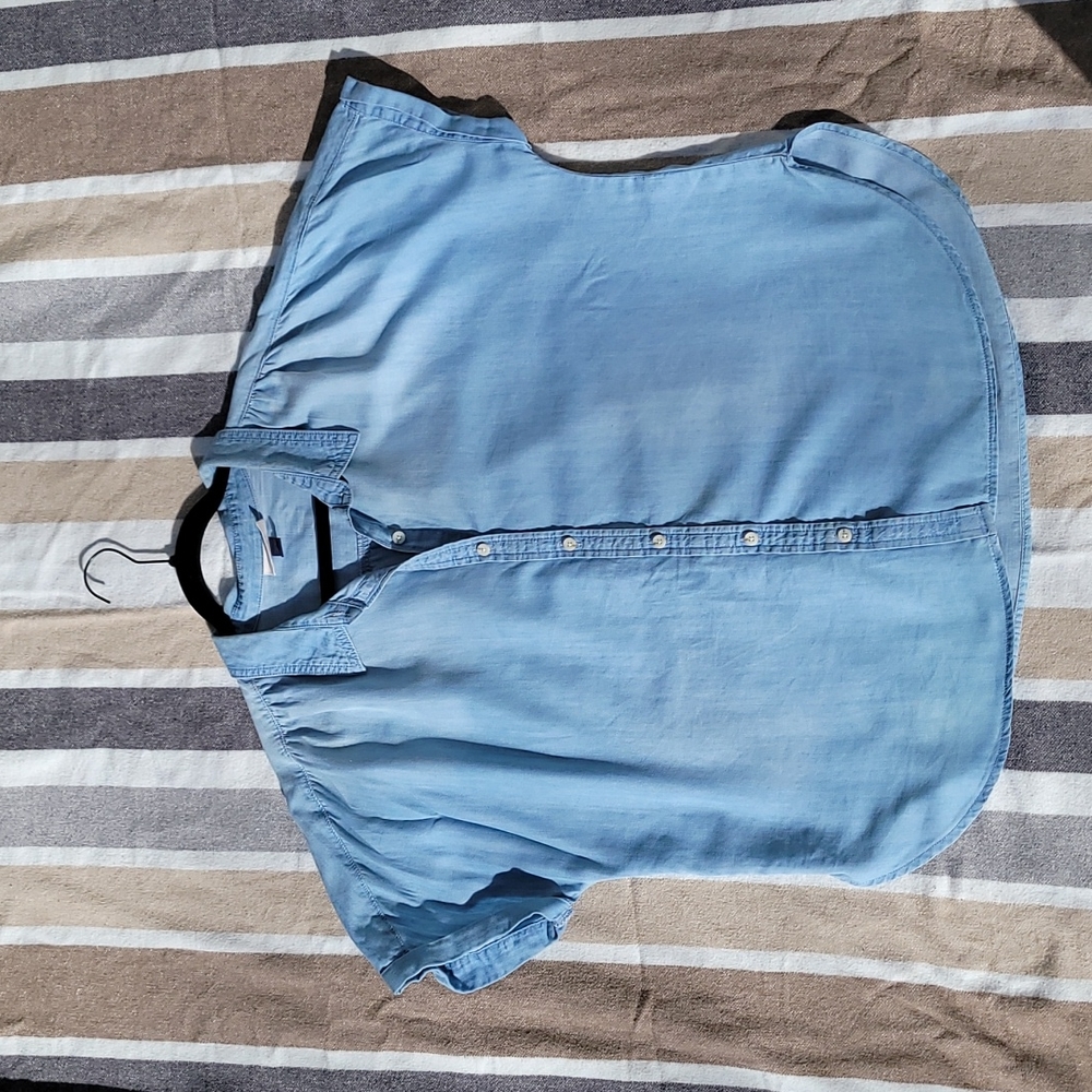 Soft denim dolman sleeve button up Tshirt xl